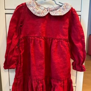 Linen dress 3T, custom made, perfect for Christmas